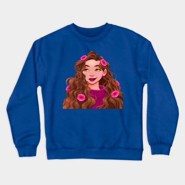 Beauty Girl Crewneck Sweatshirt by Mako Design 